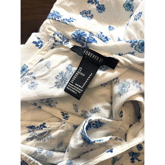 Forever 21 Womens Floral Milkmaid Cropped Top Sz S Cottage Feminine Prairie - Picture 6 of 11